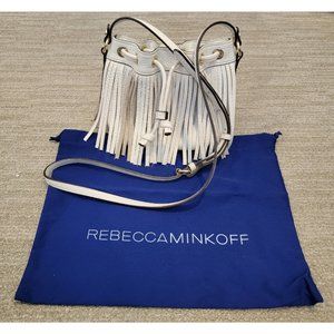 Rebecca Minkoff Fringe Micro Lexi Bucket Bag - White